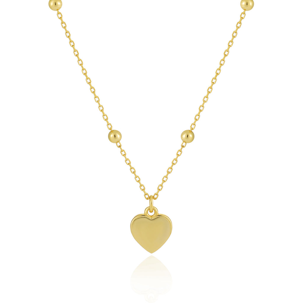 Girl Gift Simple Smoot Heart 925 Sterling Silver Necklace