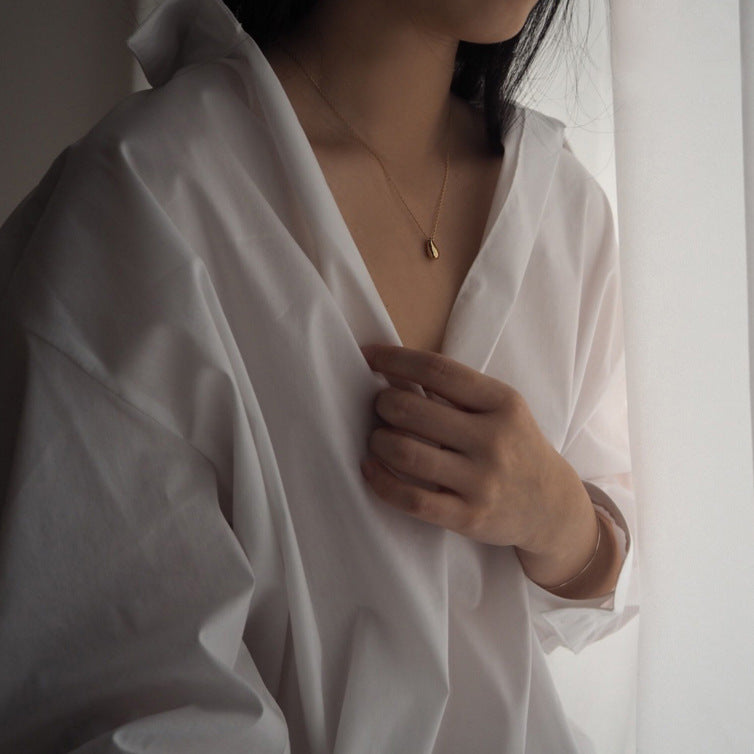 Simple Irregular Waterdrop Shape 925 Sterling Silver Necklace