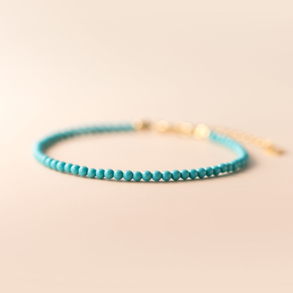 Turquoise Beaded Natural Stone Bracelet 925 Silver Chain Bracelet