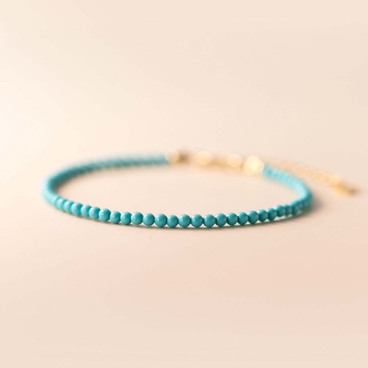 Turquoise Beaded Natural Stone Bracelet 925 Silver Chain Bracelet