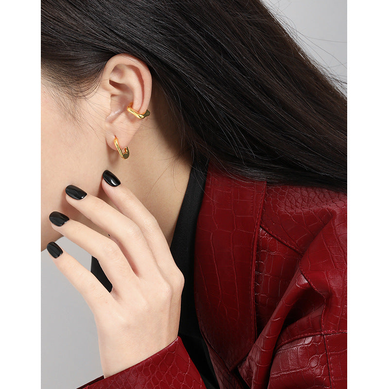 Geometric Design 925 Sterling Silver Ear Cuff