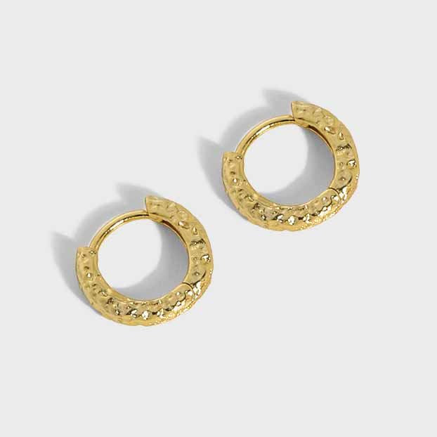 Mini Irregular Geometry Circle 925 Sterling Silver Huggie Earrings