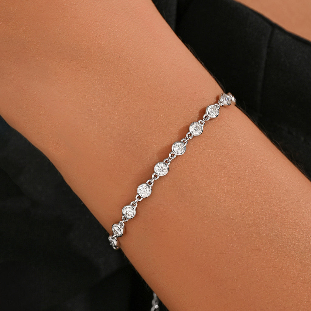 Luxury Bubble Chain Mocanite 925 Sterling Silver Bracelet