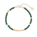 Green Malachite Beaded Geometric Design 18K Gold Plated 925 Sterling Silver Necklace