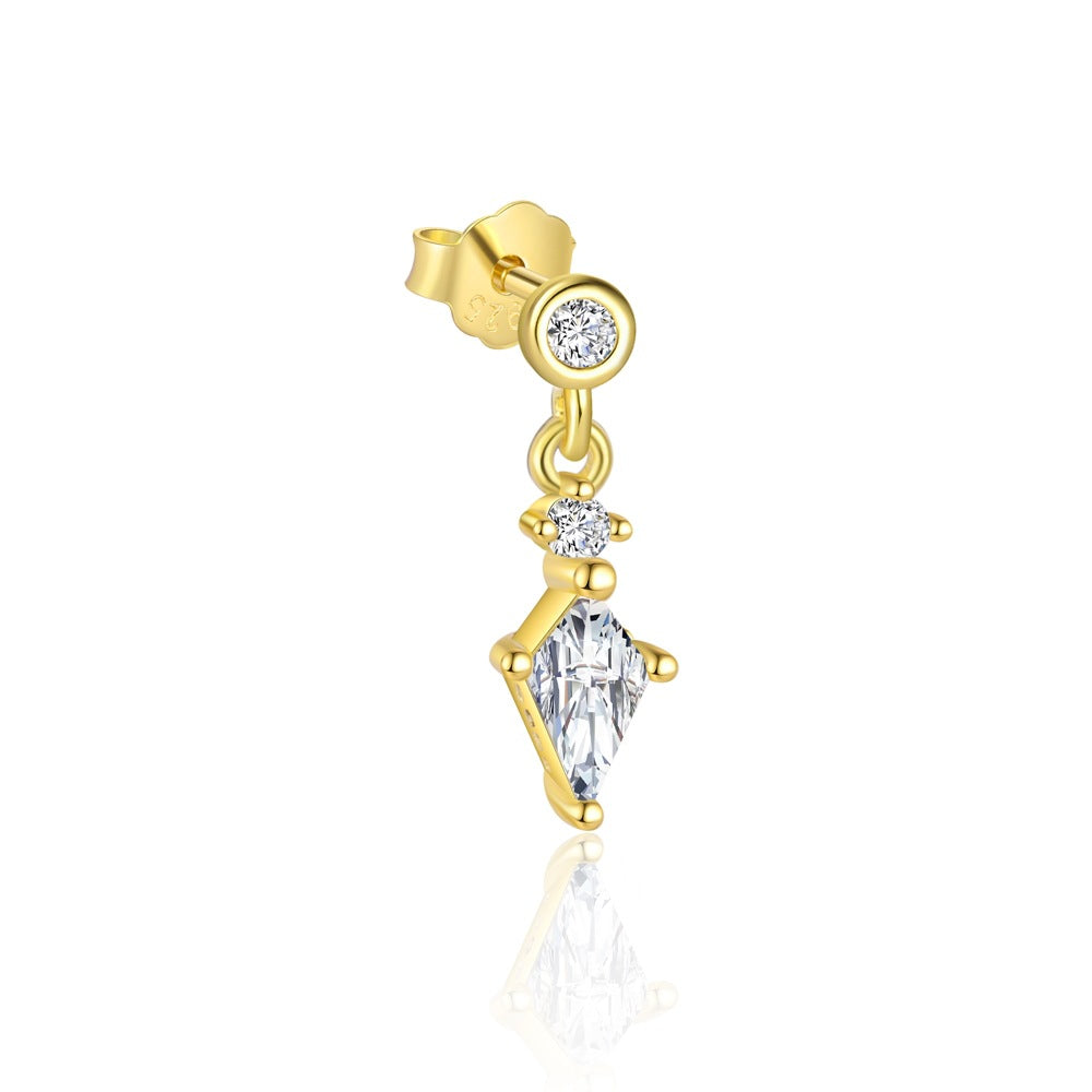 Fashion Golden Round Waterdrop Heart CZ Tassels 925 Sterling Silver Dangling Earrings