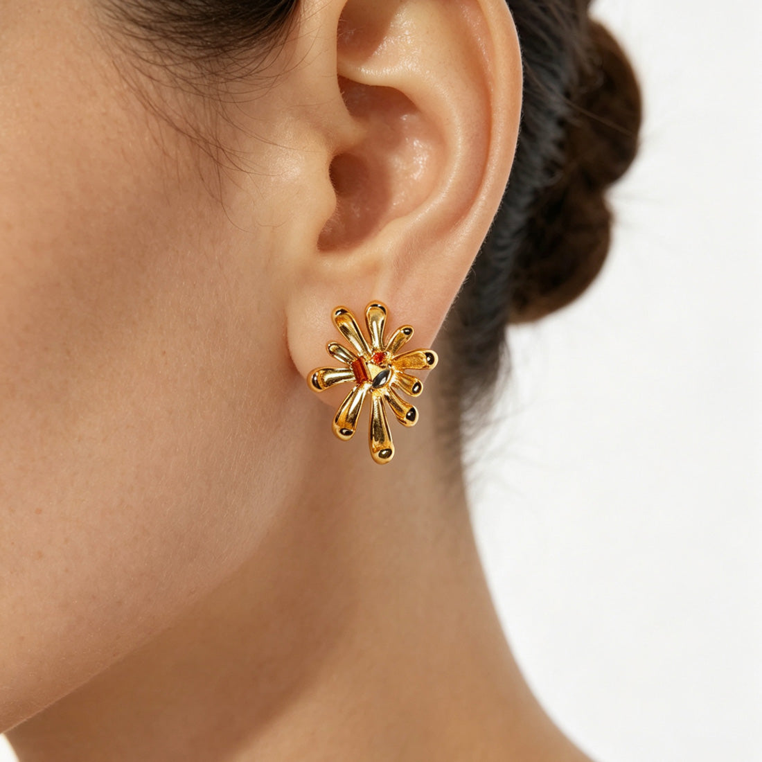 Blooming Flowers 3D Petal Cubic Zirconia 925 Sterling Silver Earrings