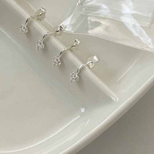 Honey Moon Mini CZ Hearts 925 Sterling Silver Stud Earrings