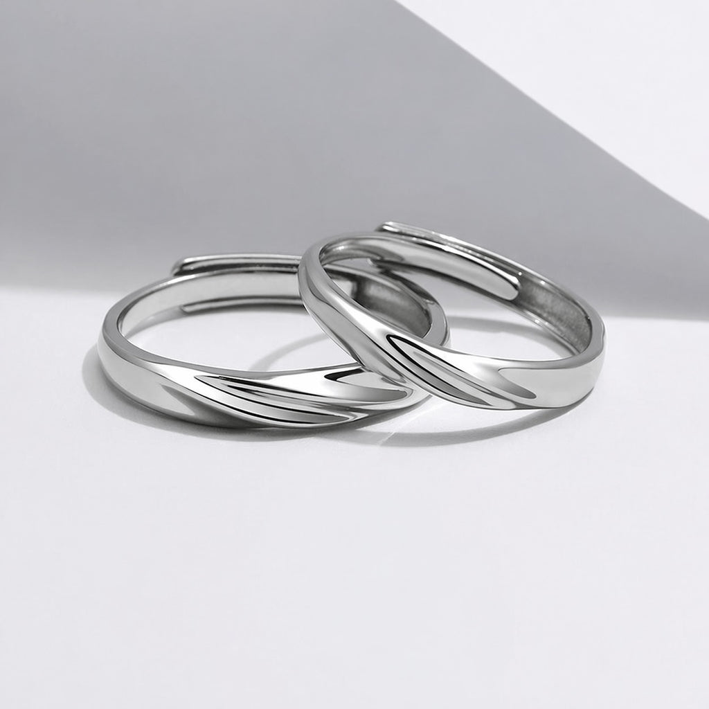 Mobius Twist Pure Metal Women Men Anniversary Birthday Gift S925  Silver Adjustable Couple Ring