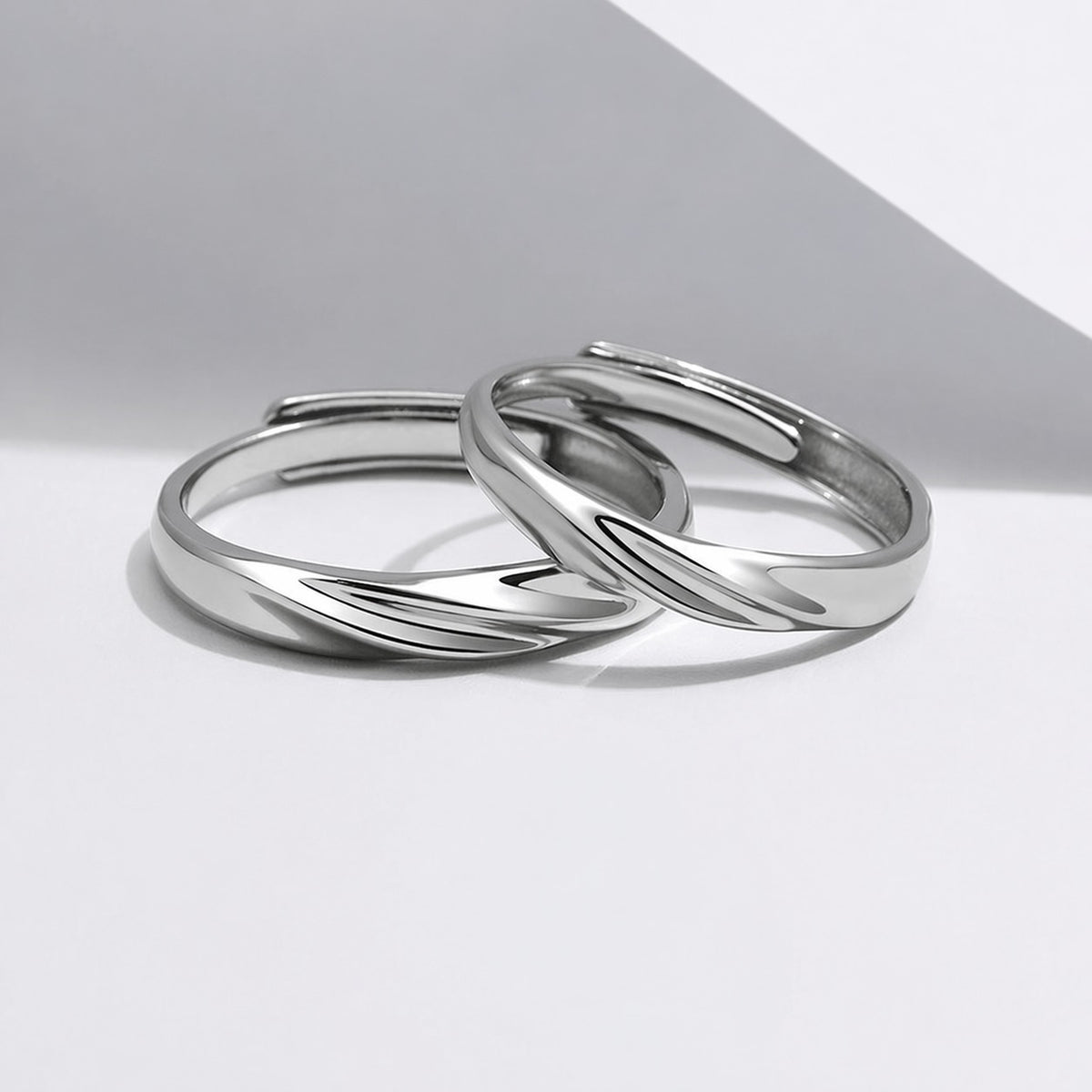 Mobius Twist Pure Metal Women Men Anniversary Birthday Gift S925  Silver Adjustable Couple Ring
