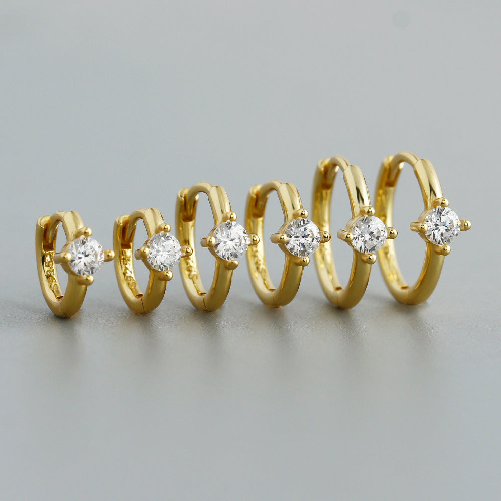 Geometric Circular Cubic Zirconia 925 Sterling Silver Earrings