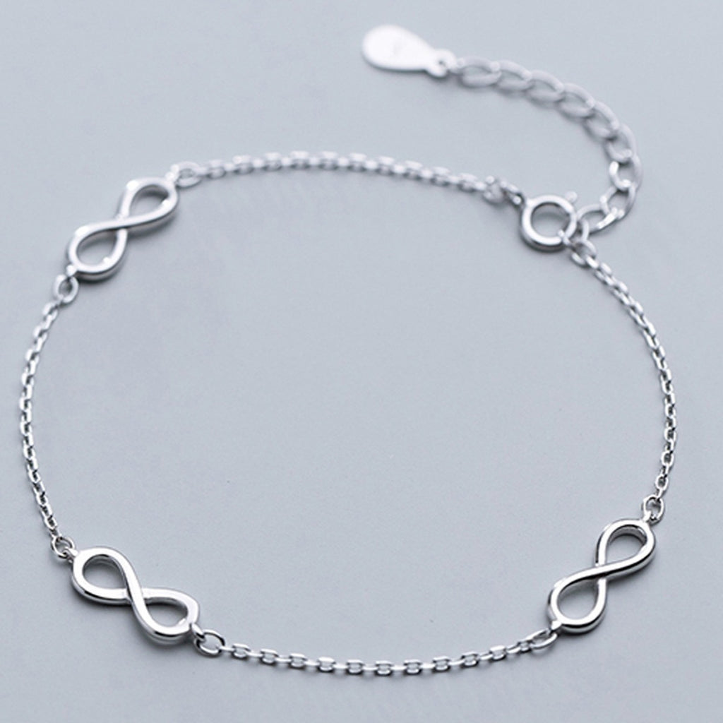 Infinity Symbol Pure Metal S925 Sterling Silver Chain Anklet Bracelet