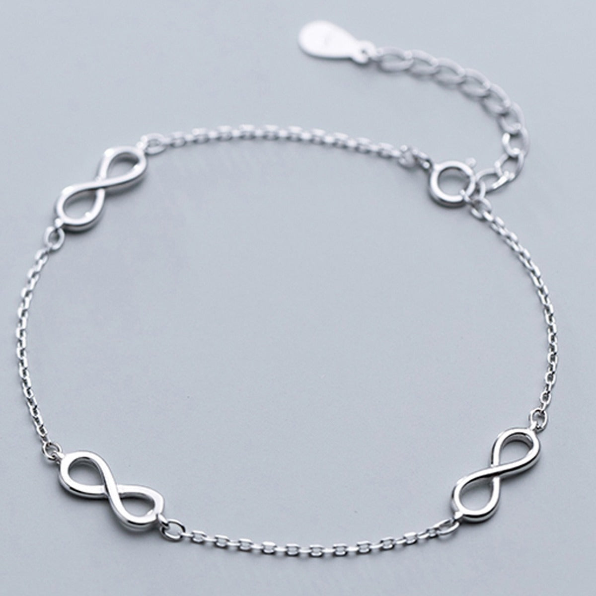 Infinity Symbol Pure Metal S925 Sterling Silver Chain Anklet Bracelet