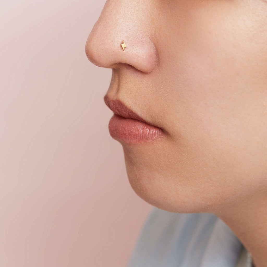 Cute Mini Lighting 925 Sterling Silver L Shape Nose Stud (Single)