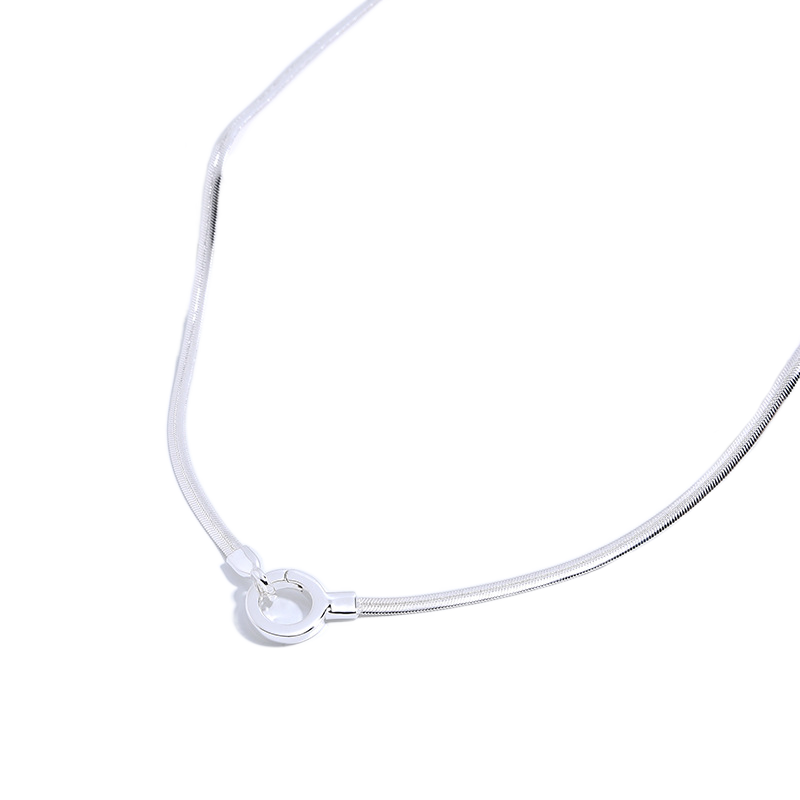 S925 Gold Plated O-shaped Thin Flat Snake Bone Necklace
