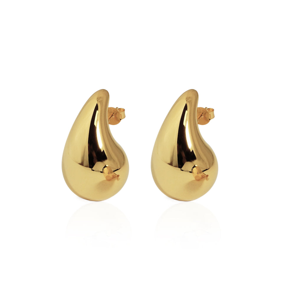 Casual Middle Drop Water S999 Sterling Silver Stud Earrings Electroforming