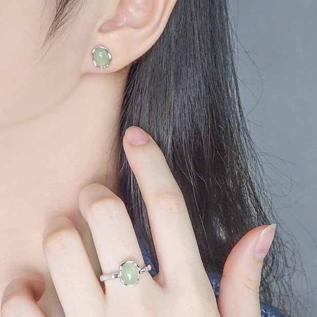 Fashion Green CZ Grape 925 Sterling Silver Stud Earrings