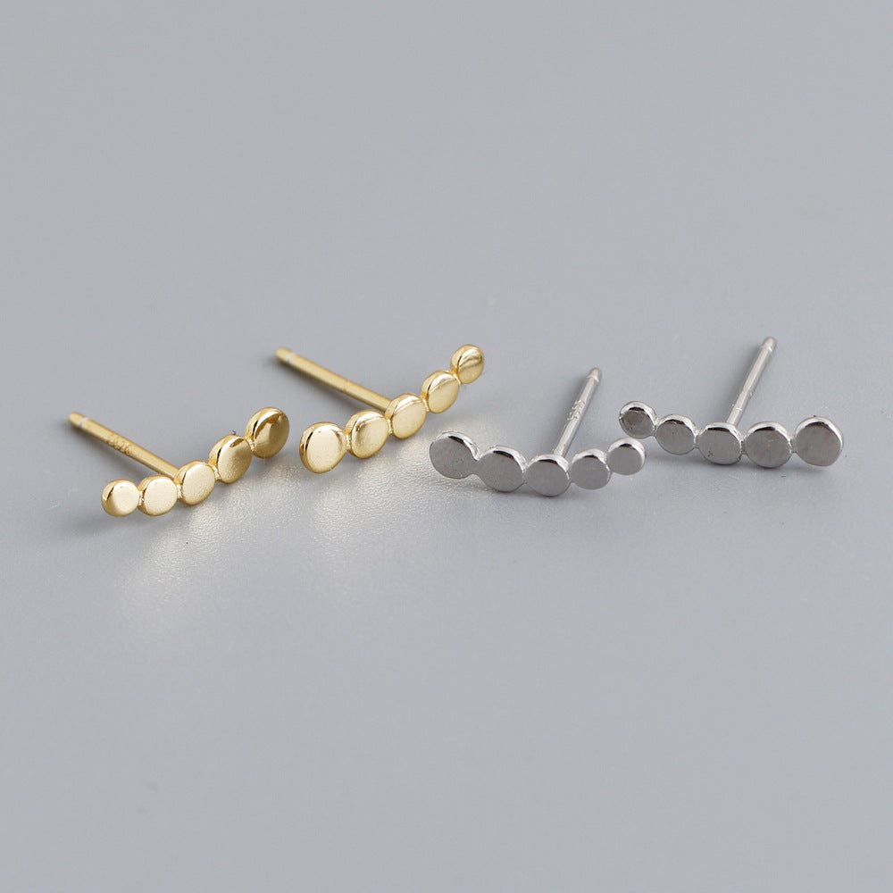 Minimalist Geometric Line and Dot Design 925 Sterling Silver Earrings