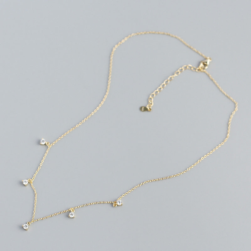 Elegant Geometry Round CZ Tassels 925 Sterling Silver Necklace
