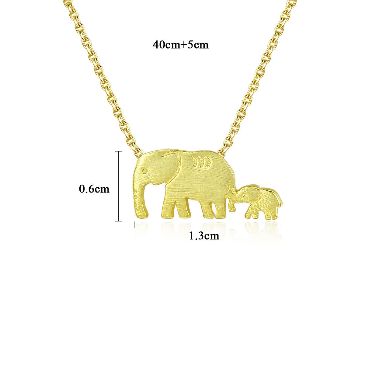 Cute Animal Mother Child Elephant 925 Sterling Silver Necklace
