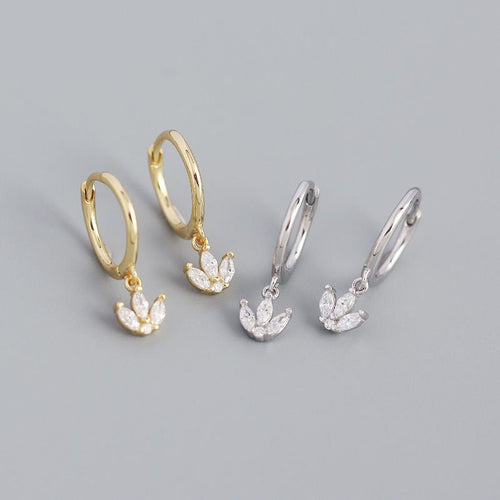 Beautiful CZ Flowers 925 Sterling Silver Hoop Earrings