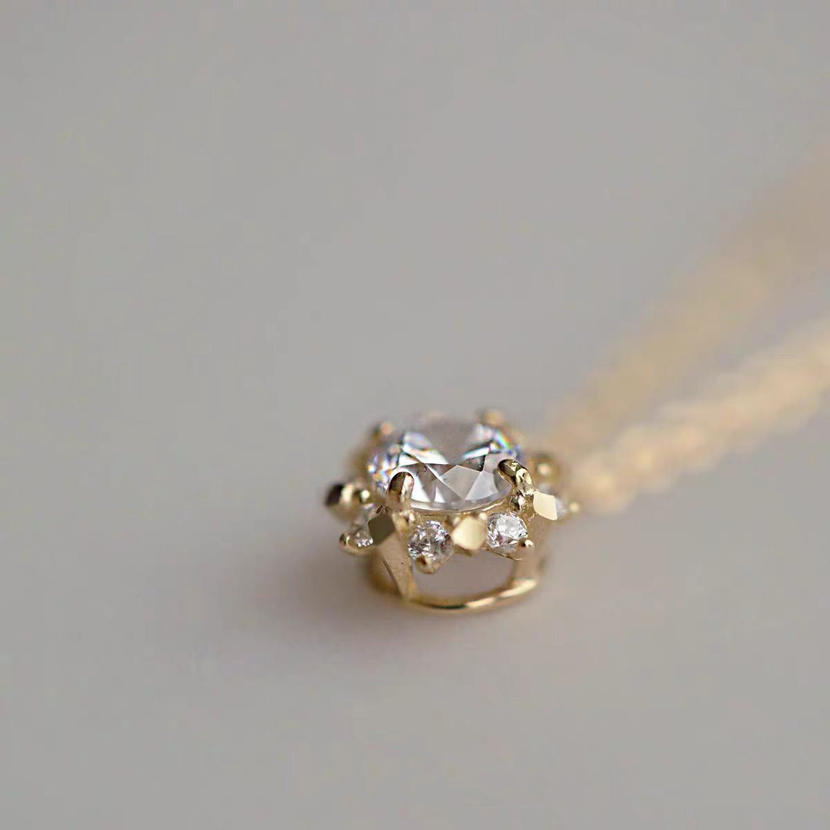 Beautiful Gift Shining CZ Sunflowers 925 Sterling Silver Necklace