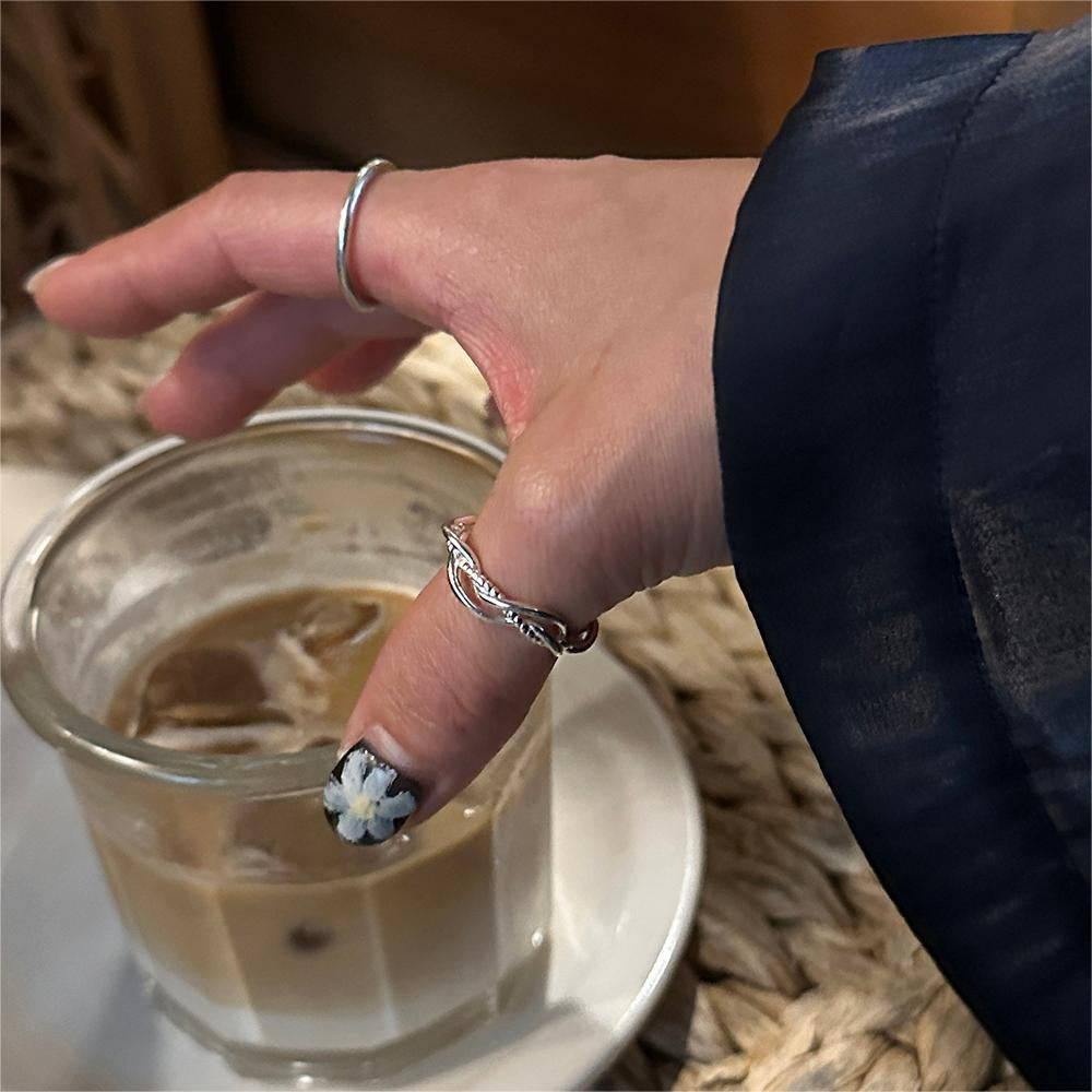 Elegant Heart Twist Design Adjustable 925 Sterling Silver Ring