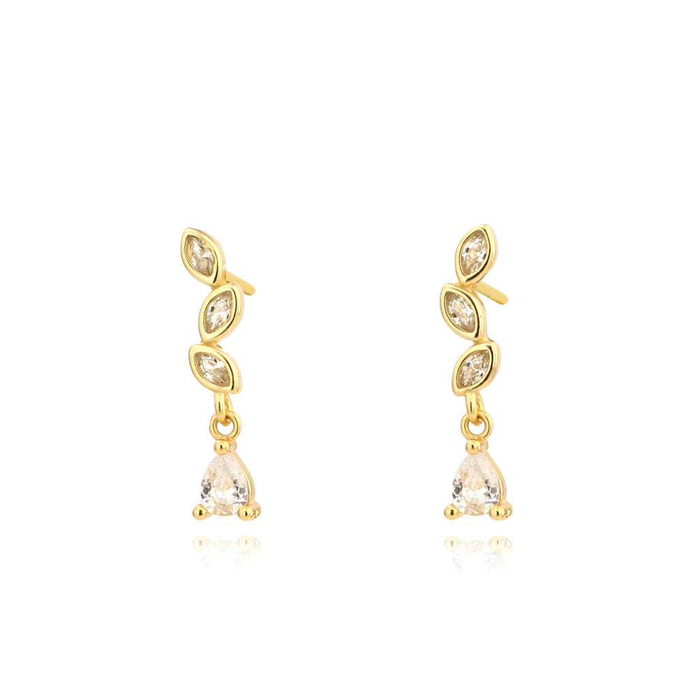 Exquisite Ultra Sparkling  Marquise Cut Cubic Zirconia 925 Sterling Silver Stud Earrings