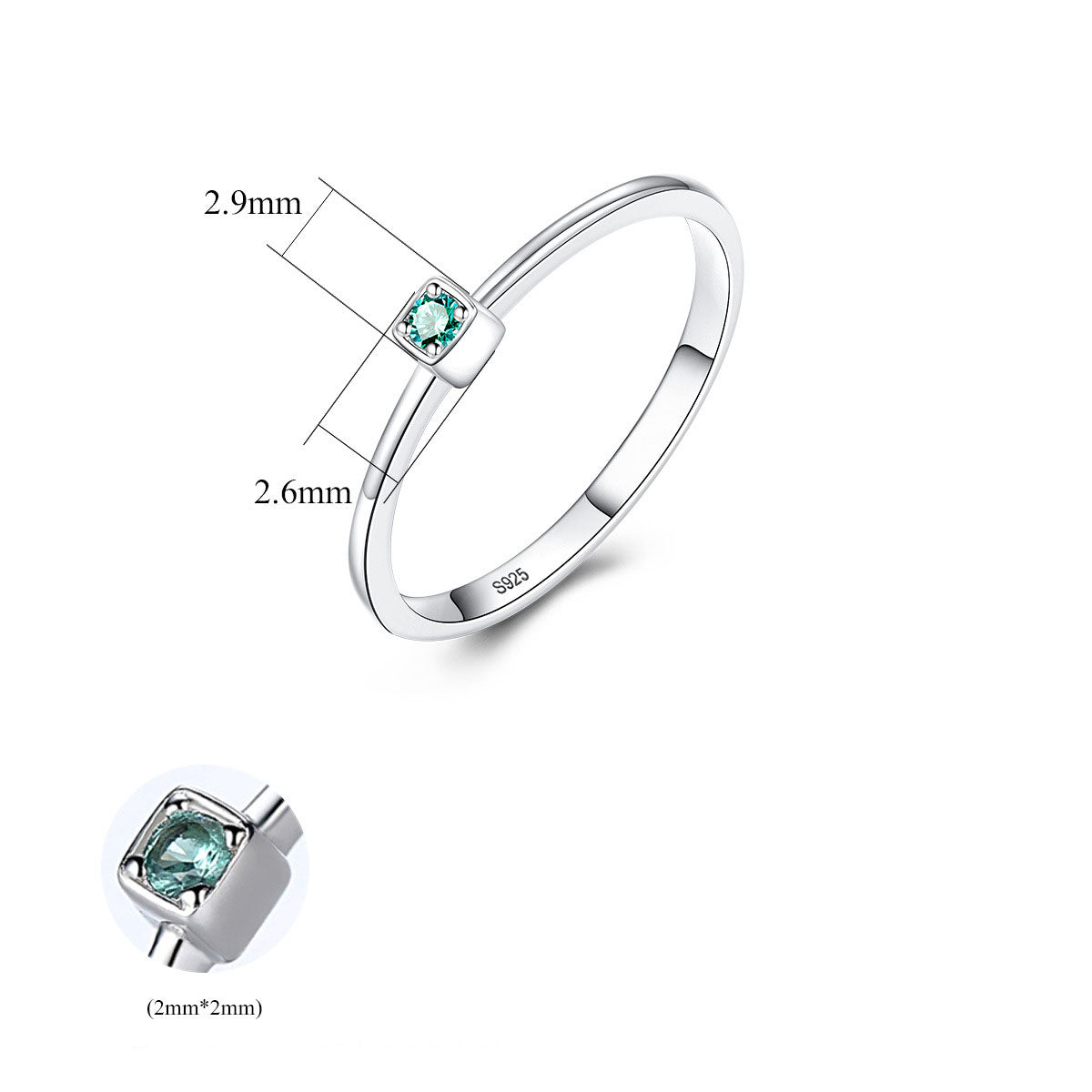 2019 Hot Sale CZ Square 925 Sterling Silver Ring