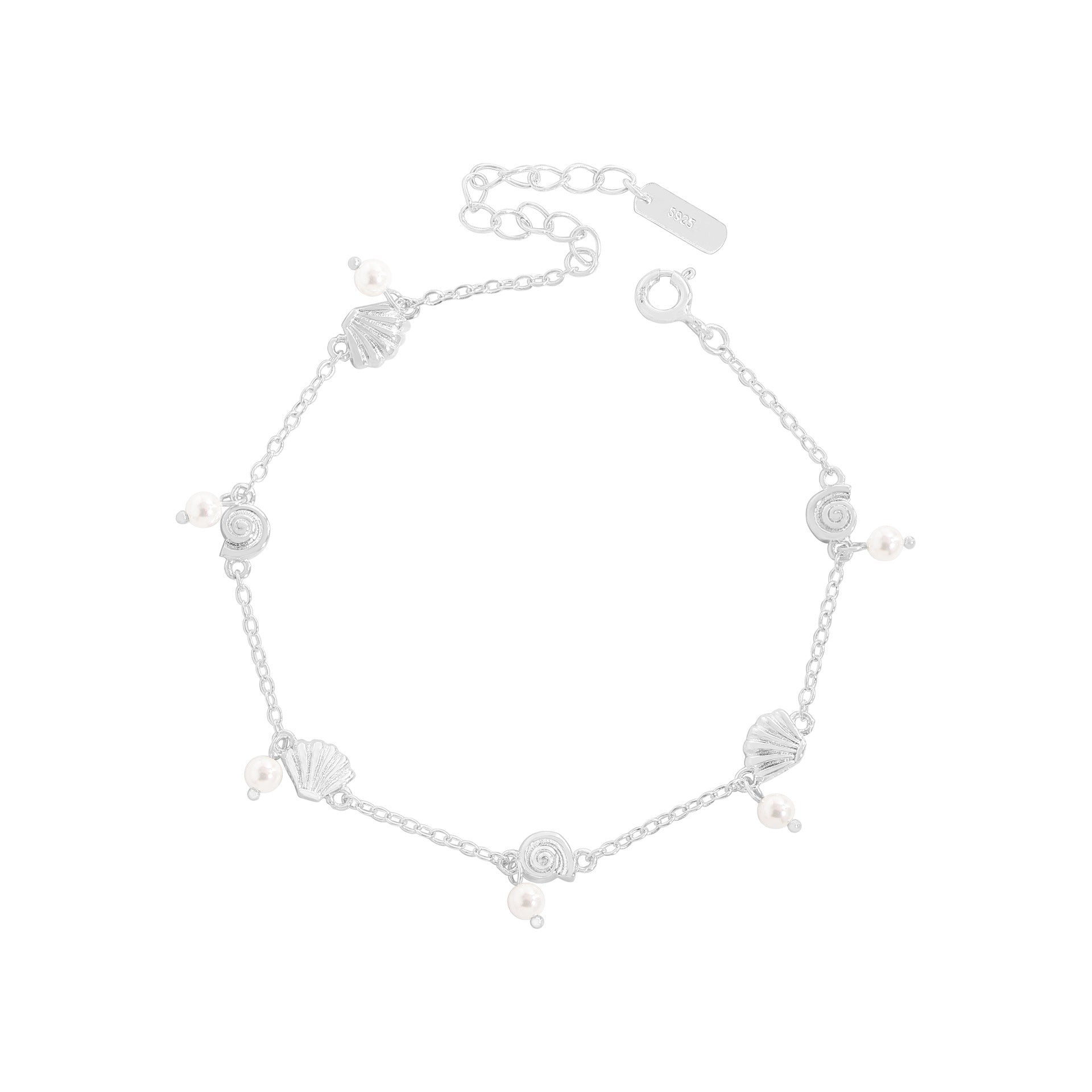 Office Cute Shell Pearl  Conch 925 Sterling Silver Bracelet