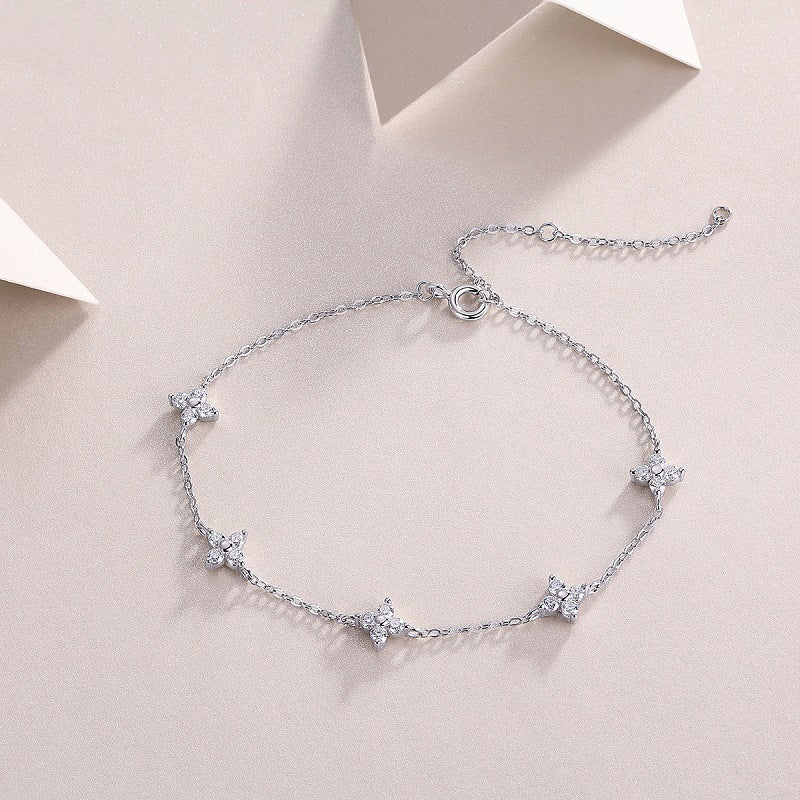 Elegant Moissanite Geometric Star Design S925 Sterling Silver Fashion Bracelet