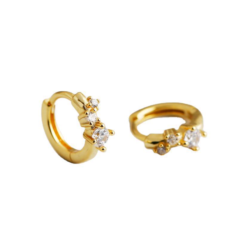 Geometric Round and Cube-Shaped Zirconia 925 Sterling Silver Earrings