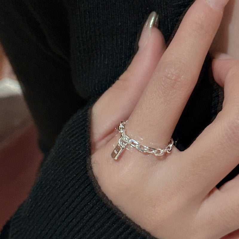 Minimalist Stackable Geometric Chain Link 925 Sterling Silver Ring