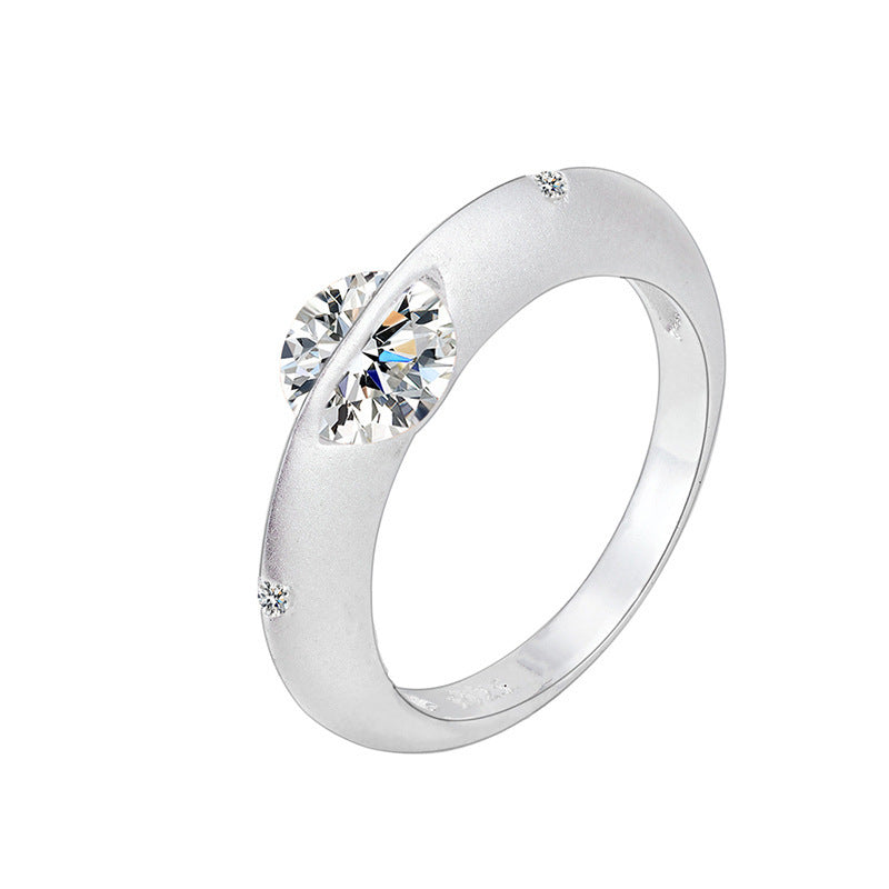 Elegant Modern Jewelry Rotatable Cosmic Star Design Cubic Zirconia  925 Sterling Silver Ring