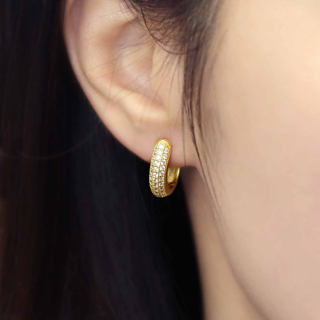 Casual Micro Setting CZ Circles 925 Sterling Silver Hoop Earrings