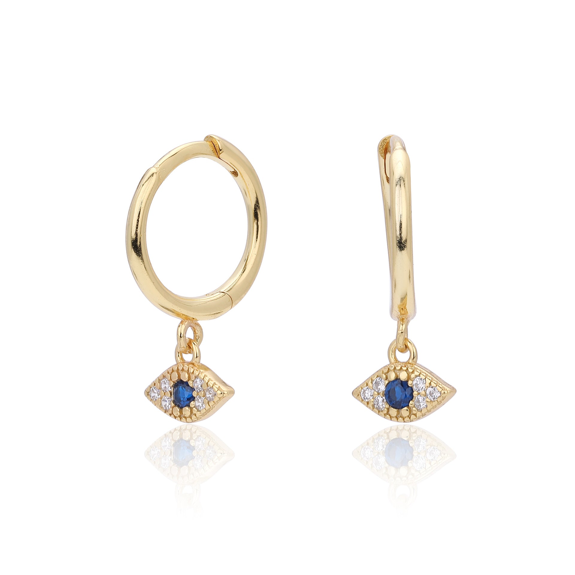 Geometric Evil Eye Design Cubic Zirconia Dangling Earrings 925 Sterling Silver for Women Party Fashion Elegant Jewelry Gift 2024 New