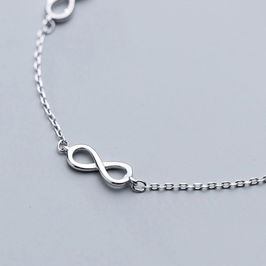Infinity Symbol Pure Metal S925 Sterling Silver Chain Anklet Bracelet