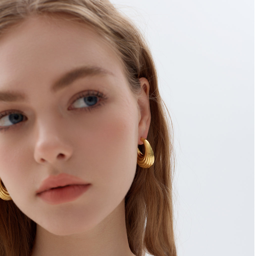 Fashion Jewelry Chunky Electroforming Irregular Pattern 999 Sterling Silver Large Statement Hoop Earrings