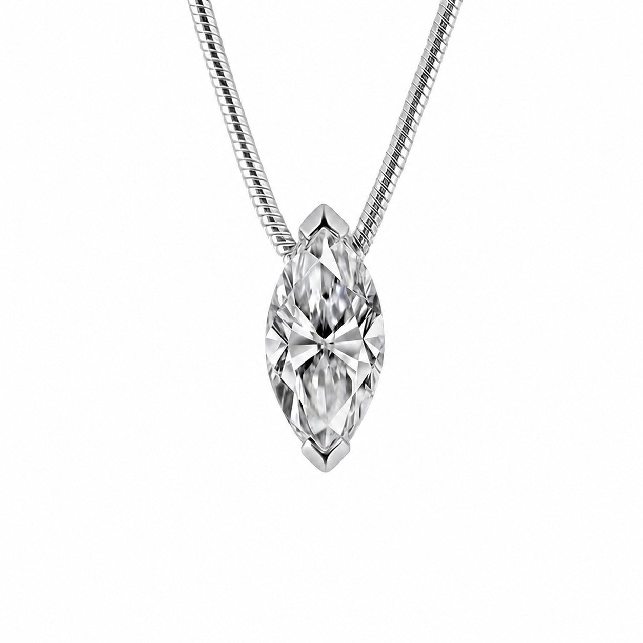 Marquise Moissanite Pendant  925 Sterling Silver Collarbone Necklace