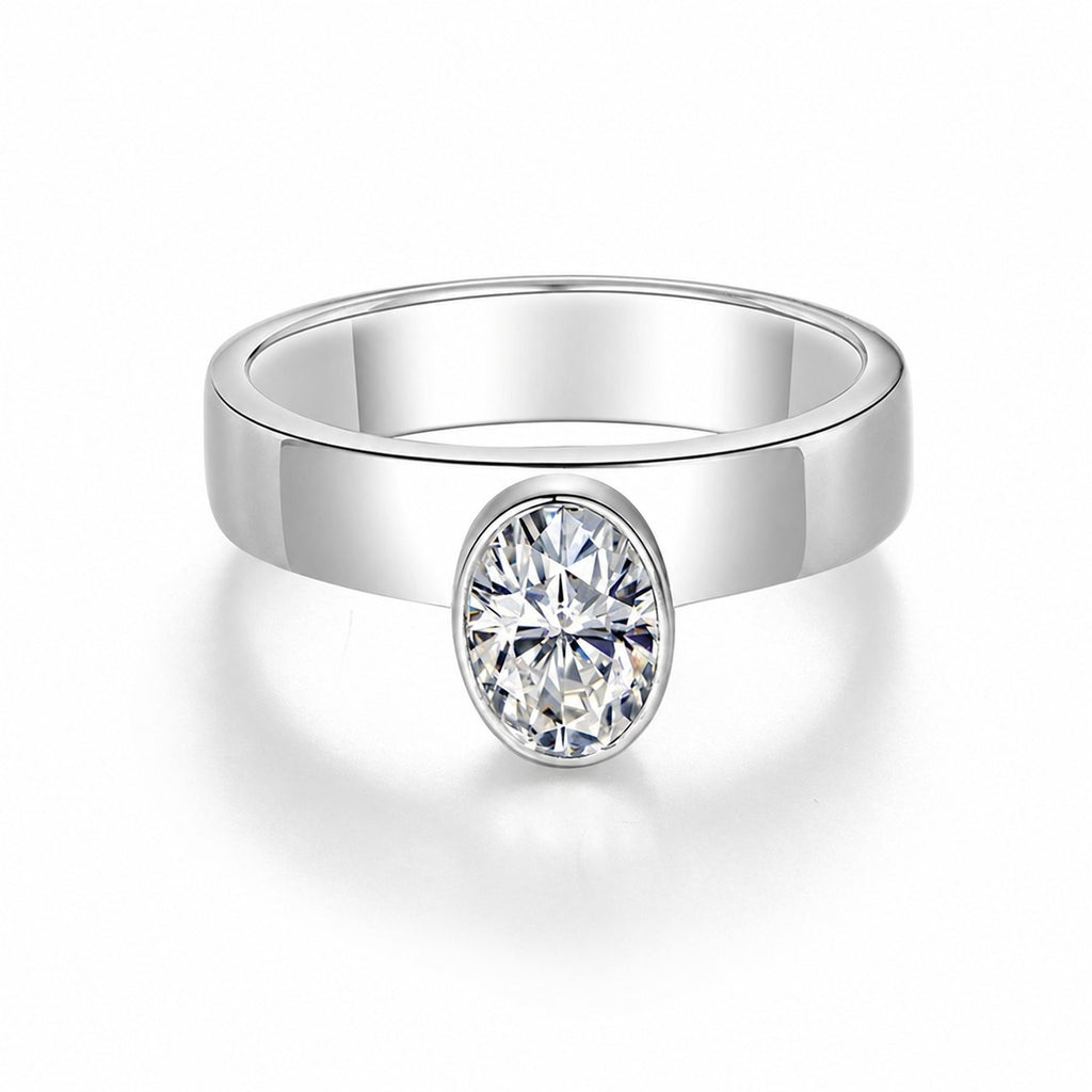 Oval Shaped  Shank  A Minimalist Design Moissanite 925 Silver Ring