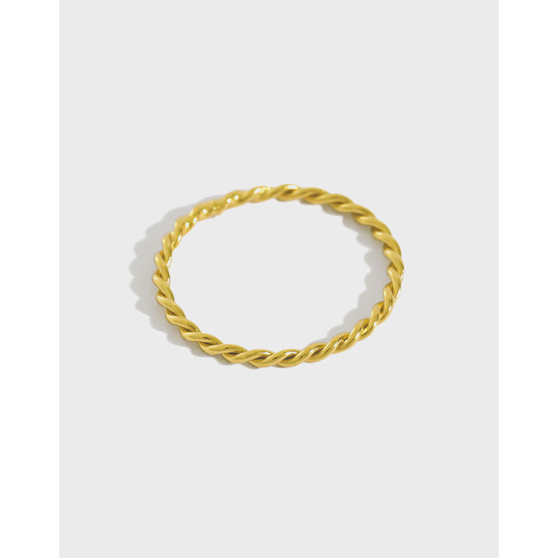 Fashion Geometric Line Jewelry Minimalist Twisted Rope Texture S925 Sterling Silver Stacking Ring