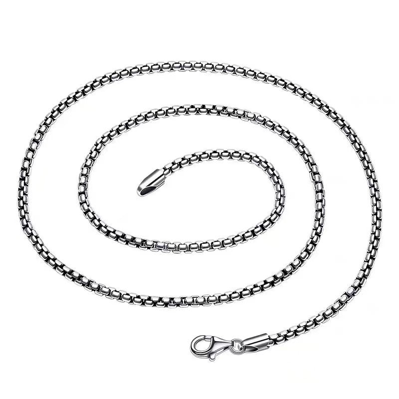 Geometric Circle Box Chain 925 Sterling Silver Necklacee