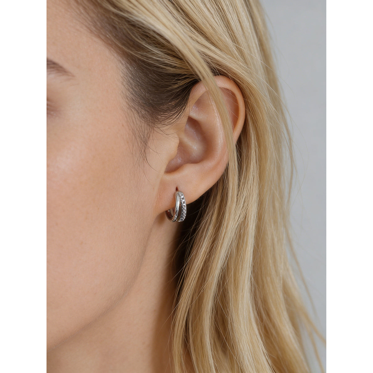 Double Circle Geometric Cubic Zirconia  Affordable Luxury  Versatile 925 Sterling Silver Earrings