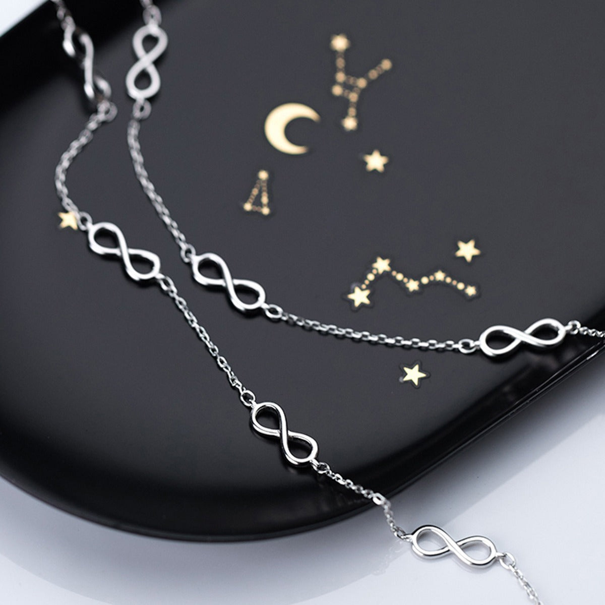 Infinity Symbol Pure Metal S925 Sterling Silver Chain Anklet Bracelet