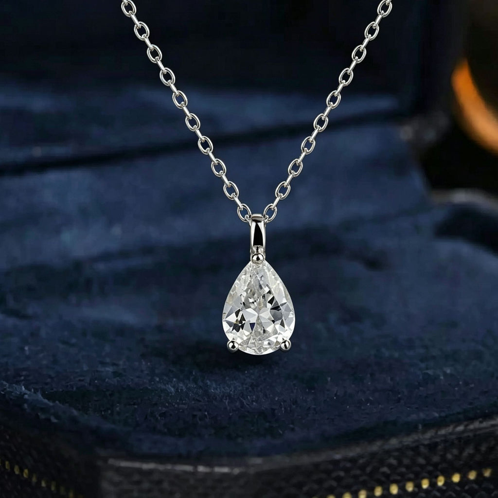 Teardrop Pear Shape Moissanite Necklace 925 Sterling Silver Pendant Necklace For Women 1 Carat 5mm * 8mm GRA Certified Light Luxury Daily Wear Elegant Modern Jewelry Gift
