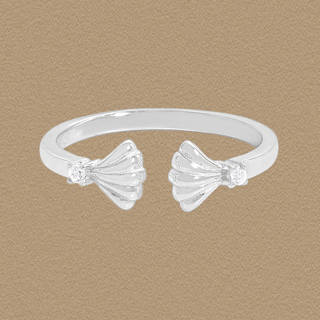 Party Simple Double Shell 925 Sterling Silver Adjustable Ring
