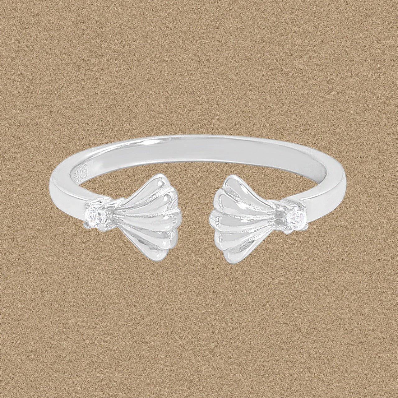 Party Simple Double Shell 925 Sterling Silver Adjustable Ring