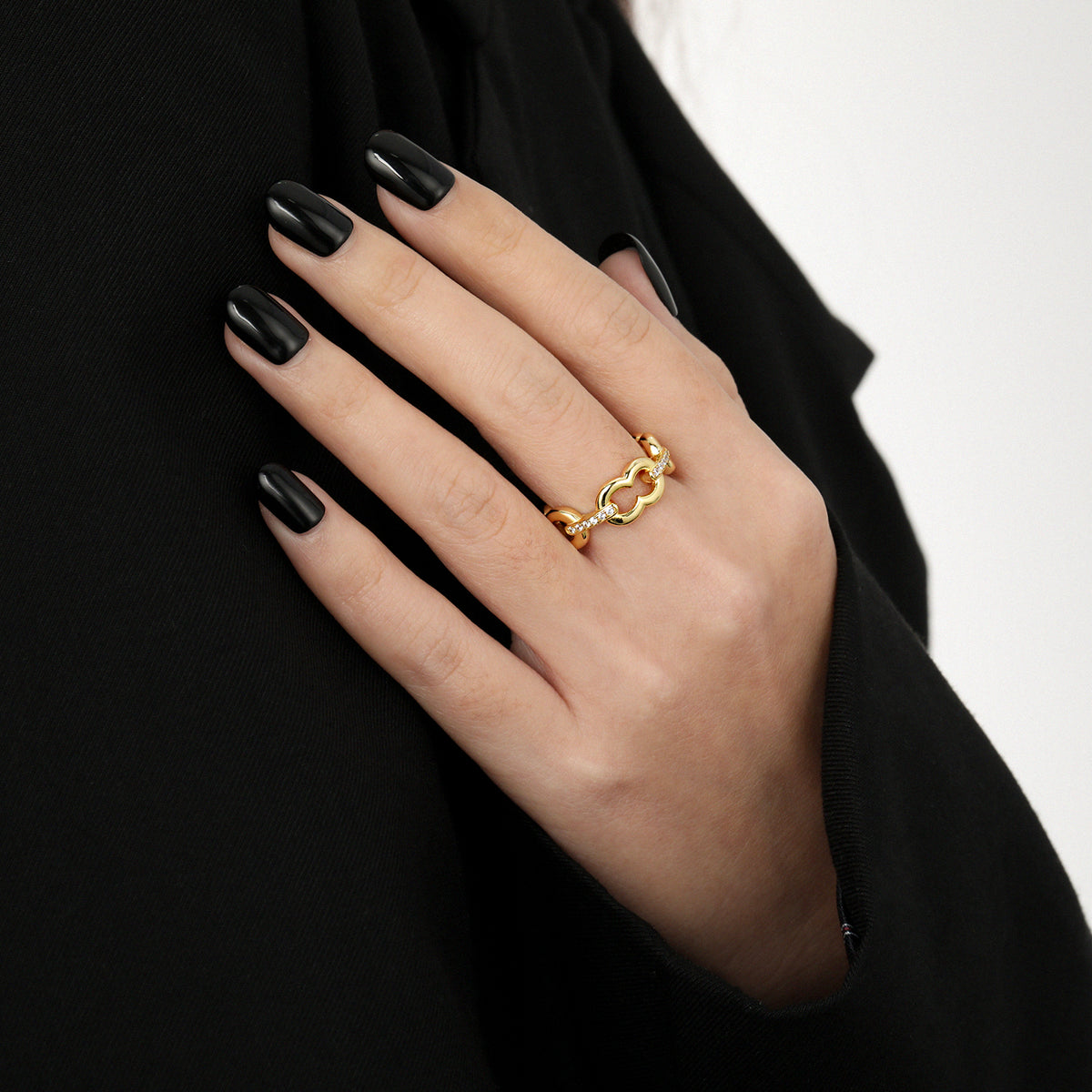 Office Hollow CZ 8 Shape 999 Sterling Silver Ring Electroforming
