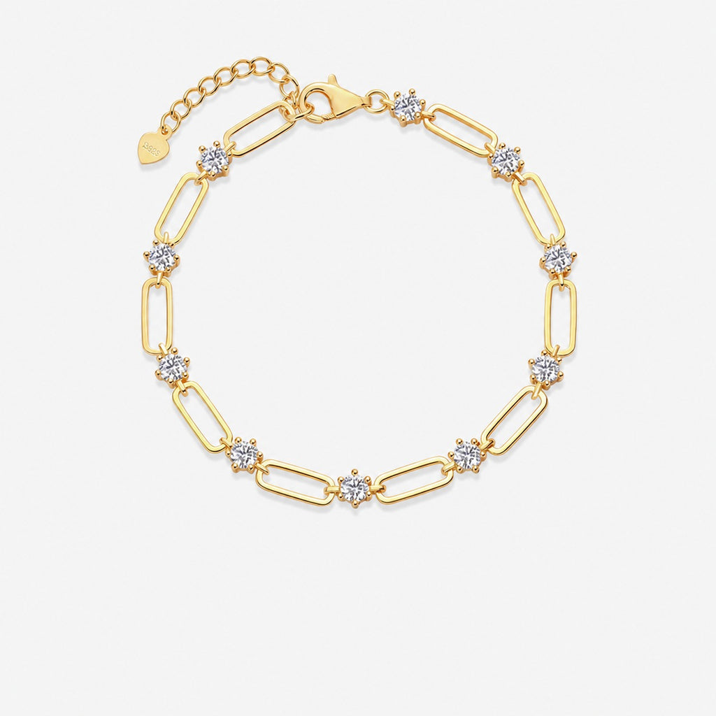 Geometric Round Moissanite 925 Sterling Silver Bracelet