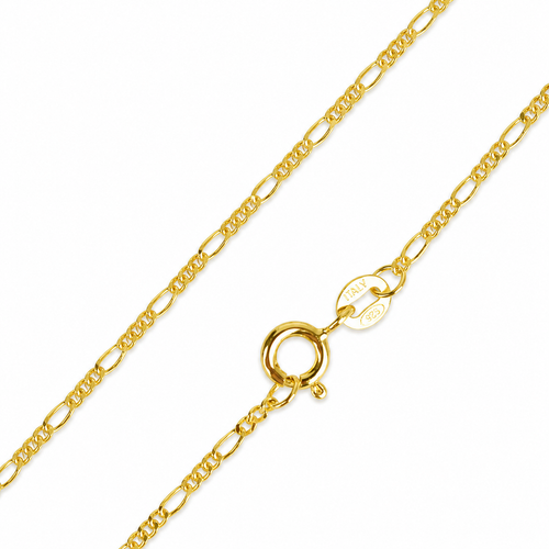 925 Sterling Silver 18K Gold Plated Figaro Mother Child Layering Necklace