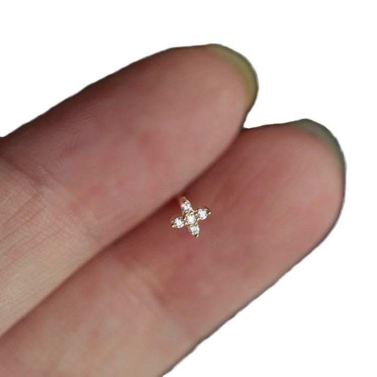 Fashion Mini CZ Cross 925 Sterling Silver Stud Earrings